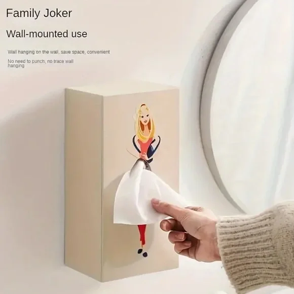 Tissue Box Holder with Storage Compartment, Plastic Rectangular Tissue Dispenser - Picture 3 of 4